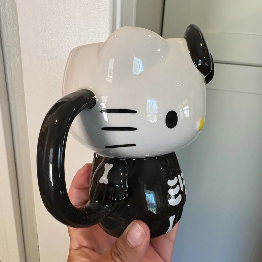 Hello Kitty Black and White Ceramic Skeleton Mug